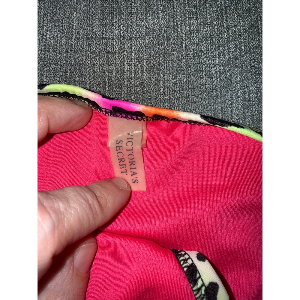 Victorias Secret Pink Animal Print Fringe Triangle Bikini Set Two Piece Swimsuit - Picture 4 of 4